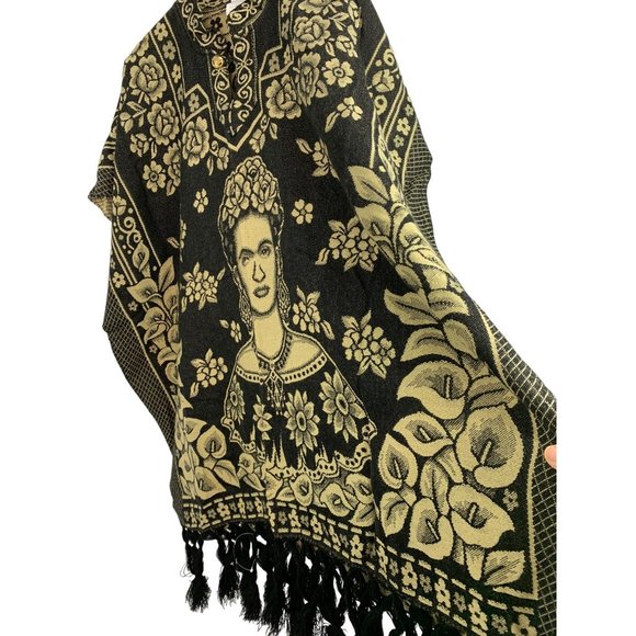 Mexicana Artilana Frida Poncho Jurongo Gaban Cape Cover NWOT 6485 OS - Picture 2 of 9